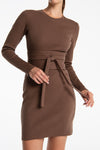 czekoladowy wiązany w talii pas wyszczuplający z prążkowanej bawełny do sukienek "Chocolate"