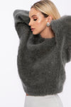 moherowy luźny sweter damski z domieszką wełny "Gray"