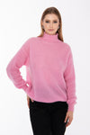 różowy damski sweter z golfem z długim rękawem "Pink"