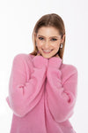 różowy damski sweter z golfem z długim rękawem "Pink"