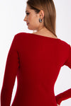 bawełniana sukienka z prążka midi z okrągłym dekoltem "Red"