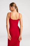 czerwona bawełniana długa sukienka maxi na ramiączkach na lato "Red"