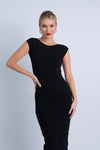 dopasowana bawełniana sukienka midi z odkrytymi plecami w czarnym kolorze "Black"